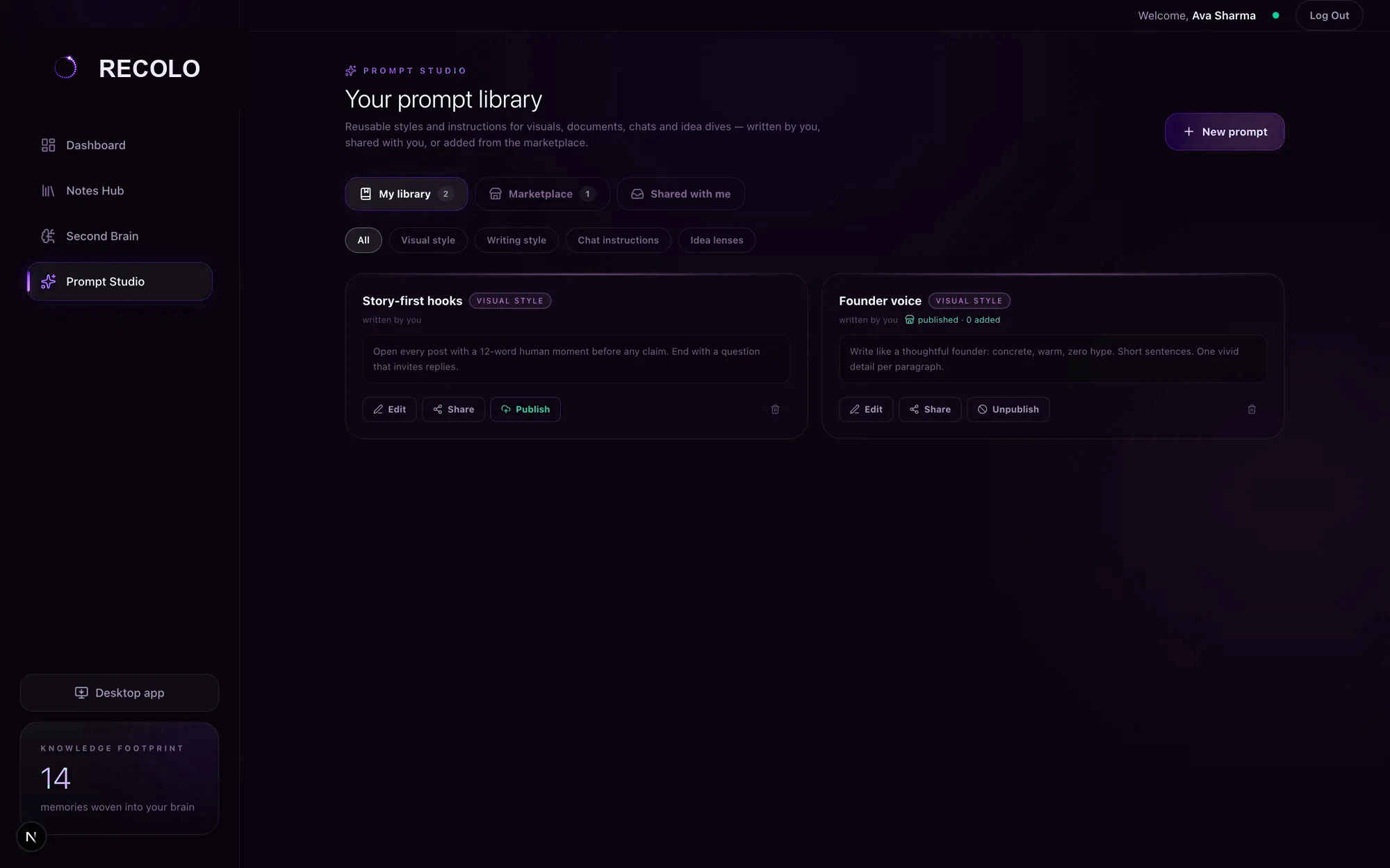 The prompt studio and marketplace